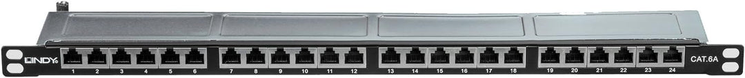 LINDY 25884 Cat.6A Patchpanel 24p STP (Klasse EA) 10GE, 1/2 HE Schwarz