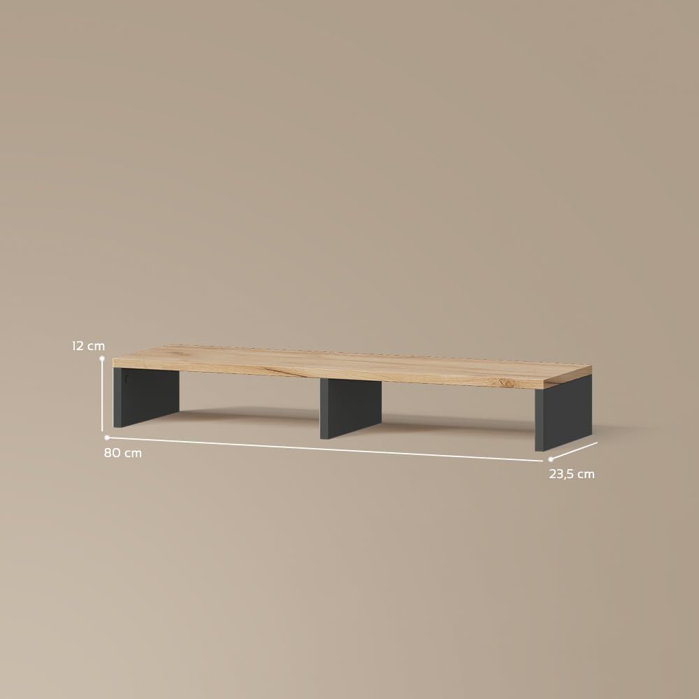 Livinity Monitorständer Lorena, Anthrazit/Goldkraft Eiche, 80 x 12 cm Anthracite/Goldkraft Oak, Anth