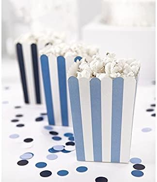 PartyDeco Popcorn-Boxen für Süssigkeiten, weiss/blau und hellblau