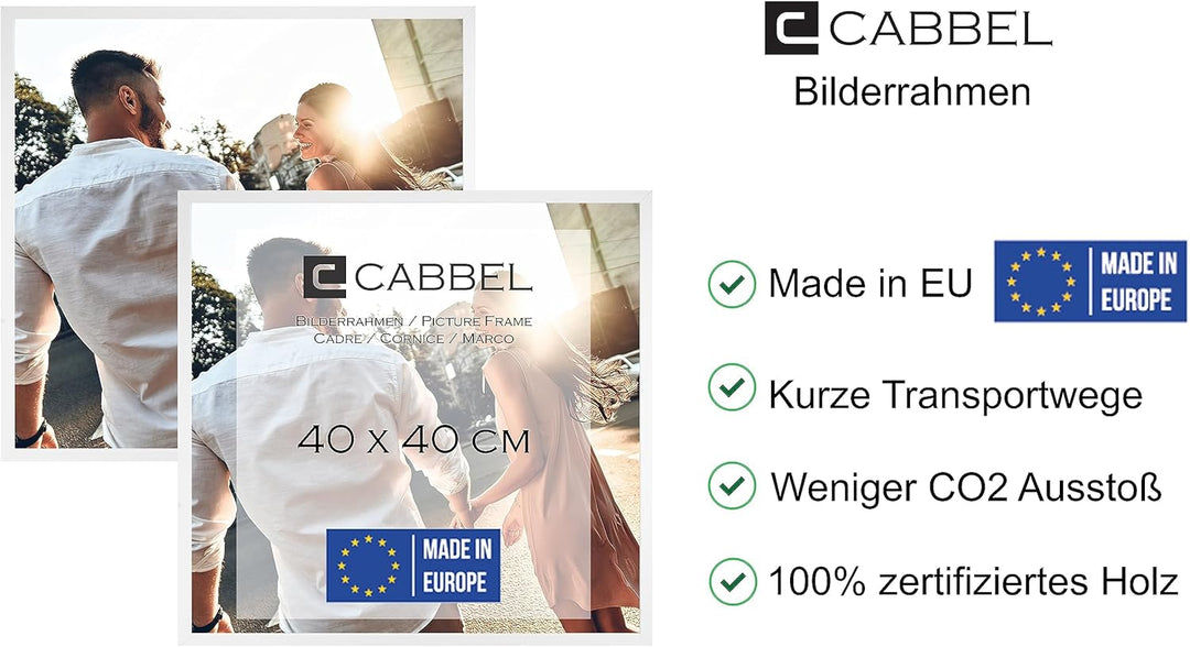 CABBEL Doppelpack (2er Set) Bilderrahmen 40x40 cm, Weiss, stabiles MDF-Holz Rahmen, bruchsicherem Pl