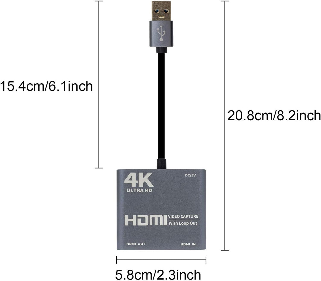 Duttek HDMI Video Capture Karte mit Loop Out, HDMI zu USB 3.0 Video Capture Card Converter Adapter 4