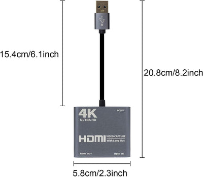 Duttek HDMI Video Capture Karte mit Loop Out, HDMI zu USB 3.0 Video Capture Card Converter Adapter 4