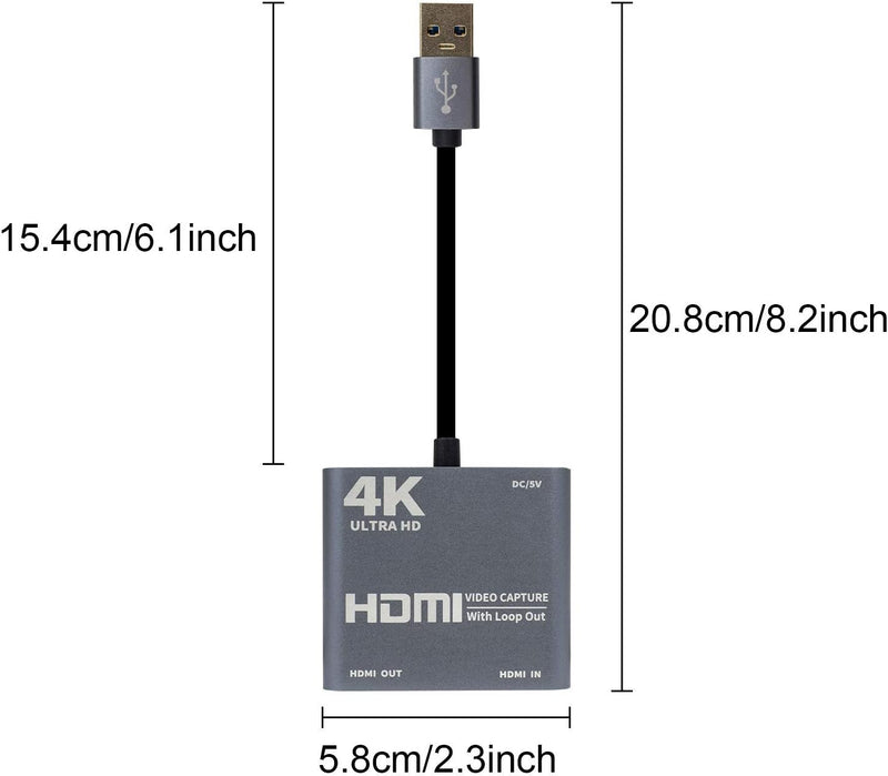 Duttek HDMI Video Capture Karte mit Loop Out, HDMI zu USB 3.0 Video Capture Card Converter Adapter 4