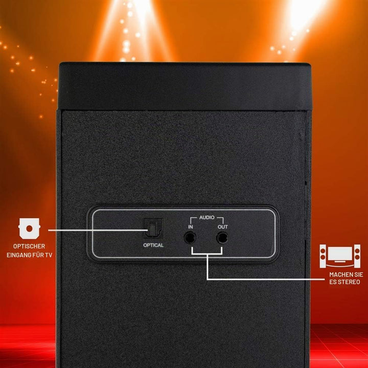 NGS Sky Charm - 50W Bluetooth Sound Tower mit Fernbedienung, Optischem Eingang, USB, FM Radio und AU