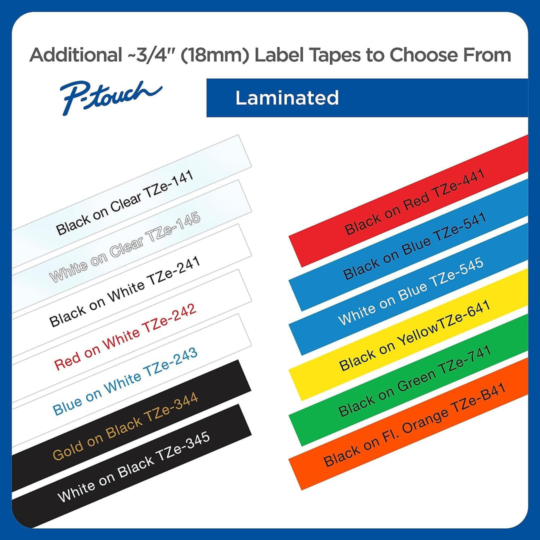 Brother Original P-Touch TZE-241 Klebeband, 1,8 cm, laminiertes P-Touch-Klebeband, schwarz auf weiss