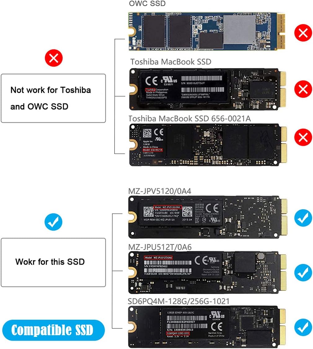 Chenyang Schutzhülle für MacBook Air Pro 2013 2014 2015 2016 SSD, tragbar, USB 3.0 auf 16 + 12 Pol M