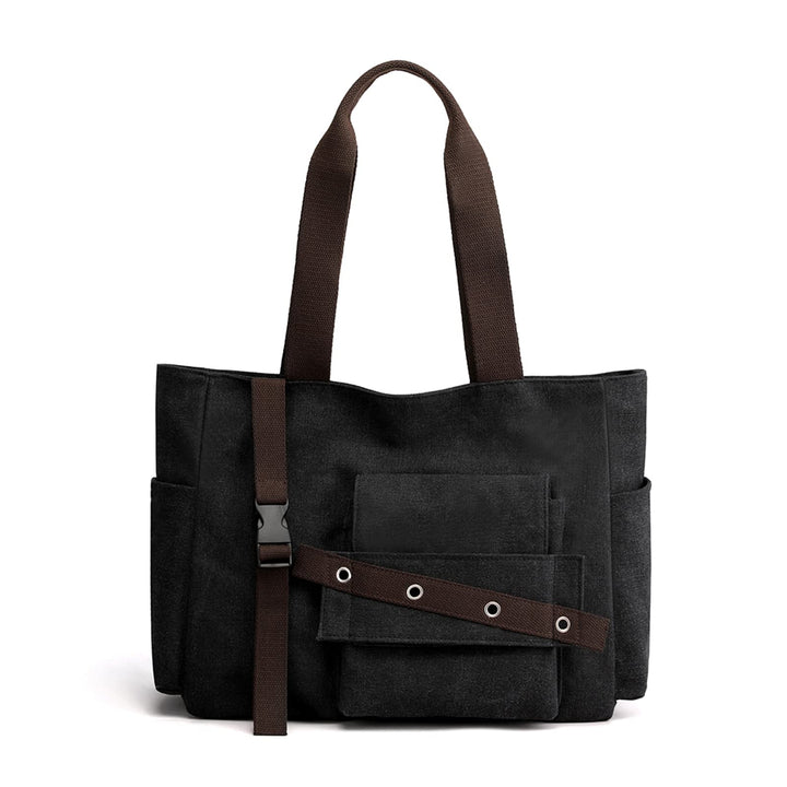 PORRASSO Damen Handtasche Canvas Schultertasche Gross Hobo Shopper Henkeltasche für Einkaufen Schule