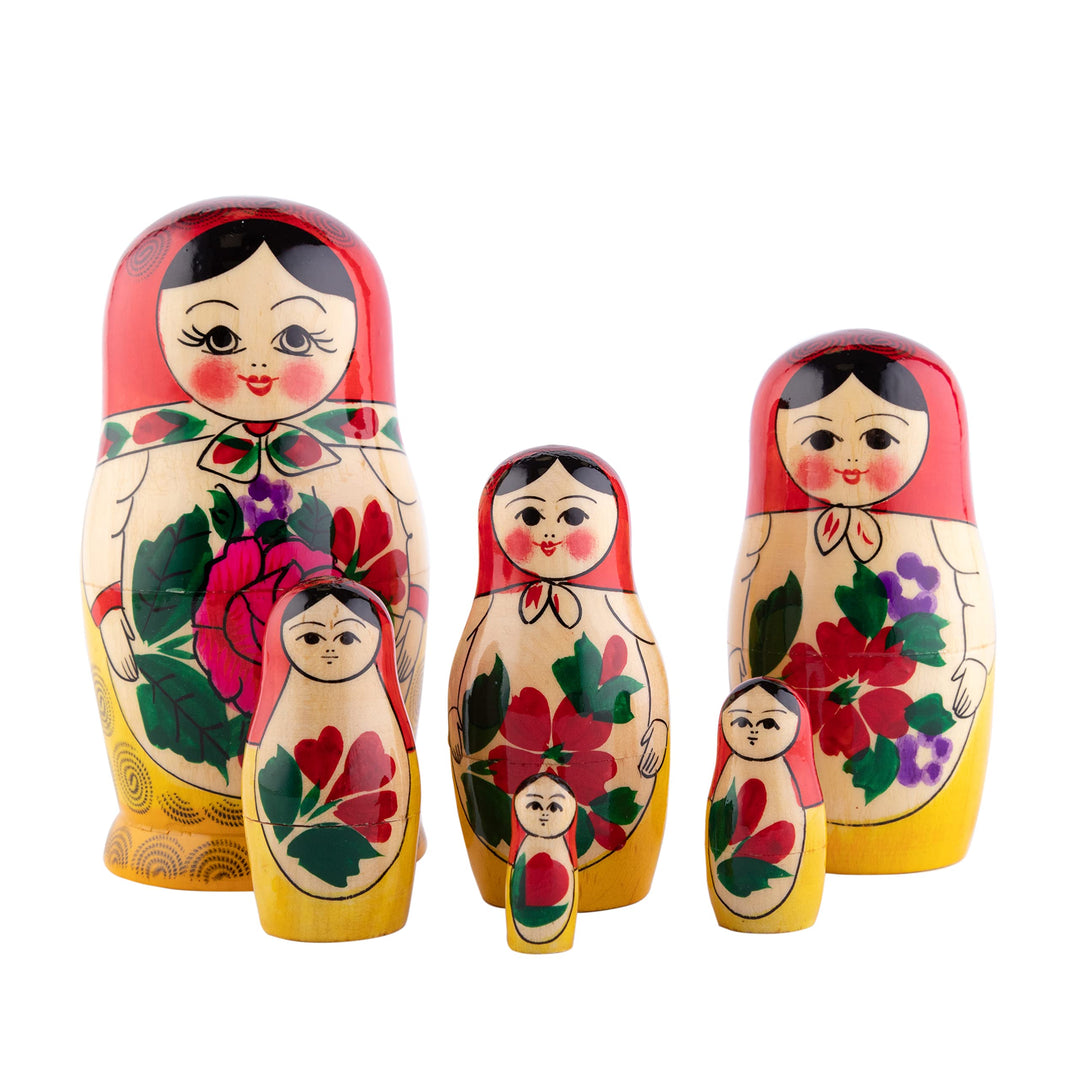 Heka Naturals Russische Matroschka-Puppen, 6 traditionelle Matroschkas Klassisch Semyonov Rot, | Bab