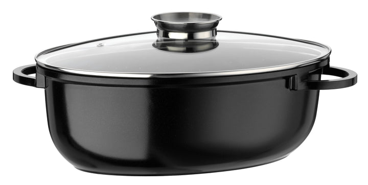 GSW 410571 Gourmet Ceramica Induktion Bräter XL oval mit Aroma-Glasdeckel 38x25cm / ca. 8,5 Liter, A