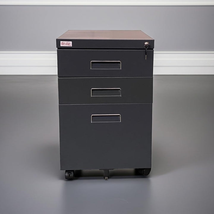 Jet-Line®| Büro Rollcontainer Metall | 3-Schubladen Hängeregister |abschliessbar | Aktenschrank | Bü
