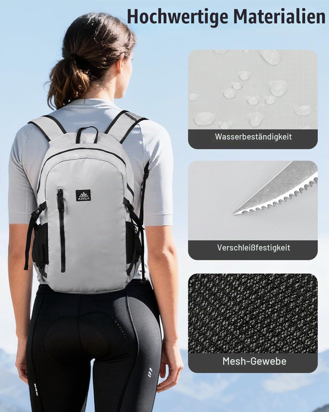 Faltbarer Wanderrucksack 20L, Ultraleichter Nylon Rucksack Tagesrucksack Damen Herren, Wasserfest Pa