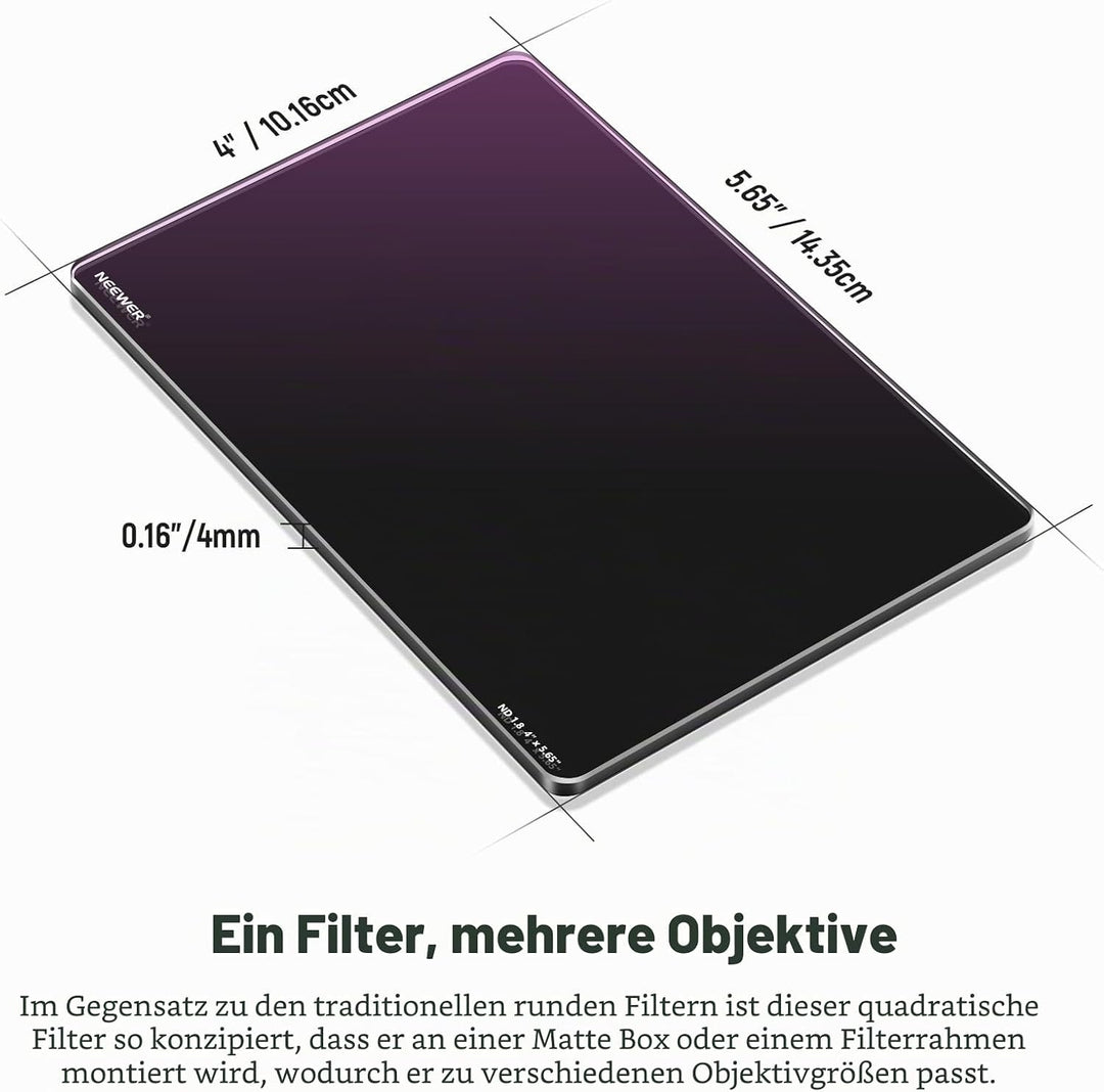 NEEWER 2 Pack ND0.9/1.8 (3/6 Stops) Square ND Filter, 4" x5,65 Dual Sided 30 Multi Nano Coated Cinem