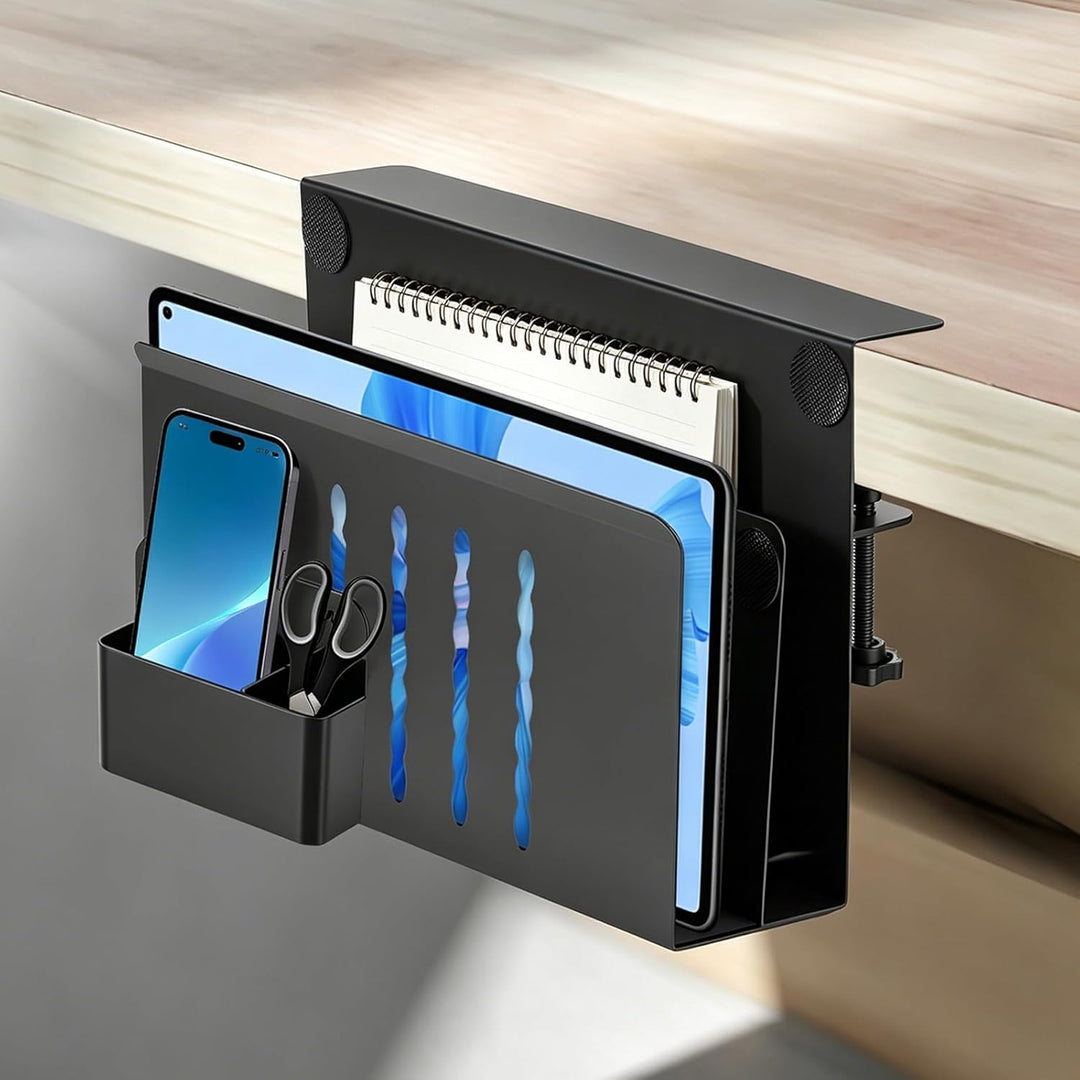 Schreibtisch Seitenaufbewahrung, Metall Laptop Halterung ohne Bohren mit magnetischem Stifthalter, U
