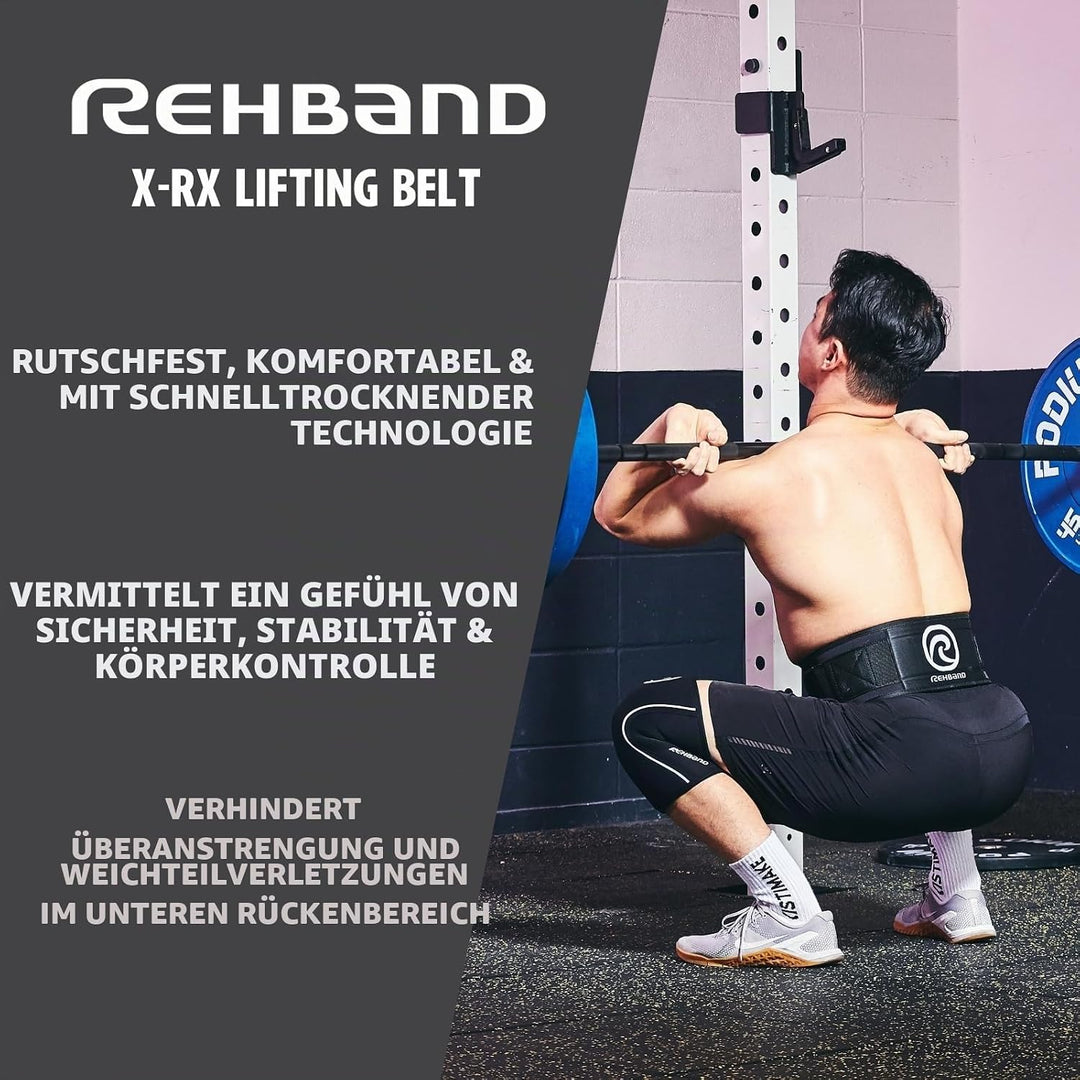 Rehband Gewichthebergürtel Herren &amp; Damen Schwarz, Lifting Belt für Powerlifting, Bodybuilding &amp; Gew