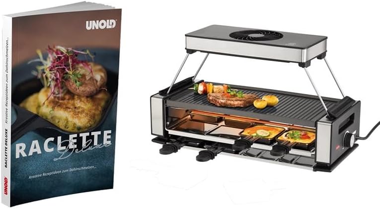 Unold 48985 Raclette Smokeless inkl. Raclette Rezeptbuch mit 50 Rezepten | Rauchfreier Raclette-Gril