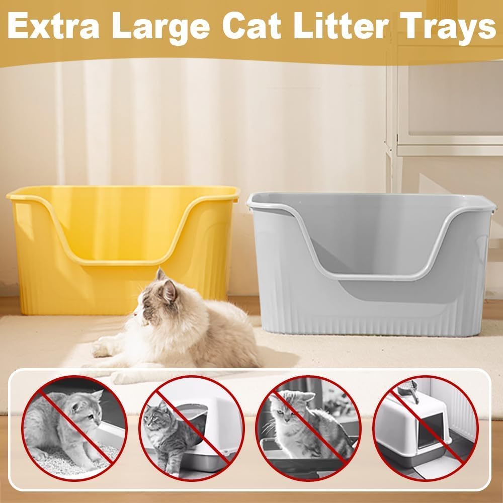 Katzenklo Offen Gross 64x45x33cm, Katzentoilette Hoher Rand Ohne Deckel Katzen Klo Cat Litter Box Sp