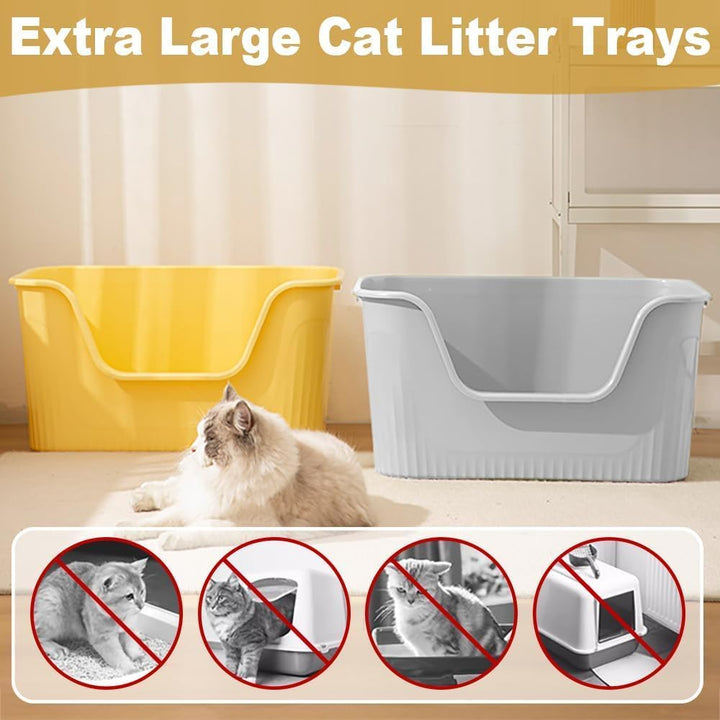 Katzenklo Offen Gross 64x45x33cm, Katzentoilette Hoher Rand Ohne Deckel Katzen Klo Cat Litter Box Sp