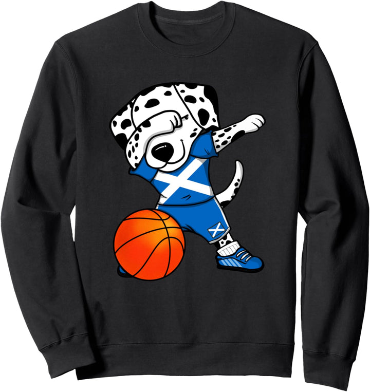 Dabbing Dalmatiner Schottland Basketball Schottische Flagge Sweatshirt