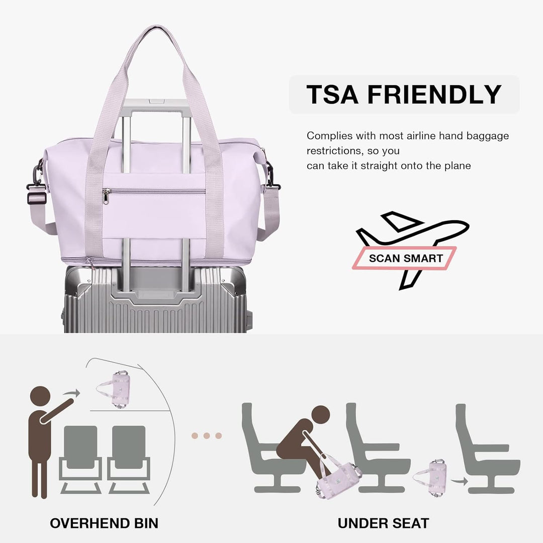 Reisetasche Damen Sporttasche mit Kulturbeutel 40x20x25 Ryanair Handgepäck Tasche Weekender Bag Schw