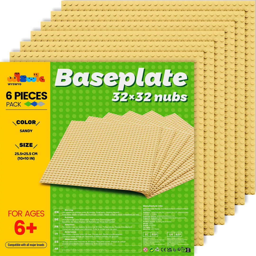 WYSWYG Platten-Set, 6 Bauplatte 25 * 25cm als Grundplatte, Kompatibel,Sandfarbe Beige, Beige