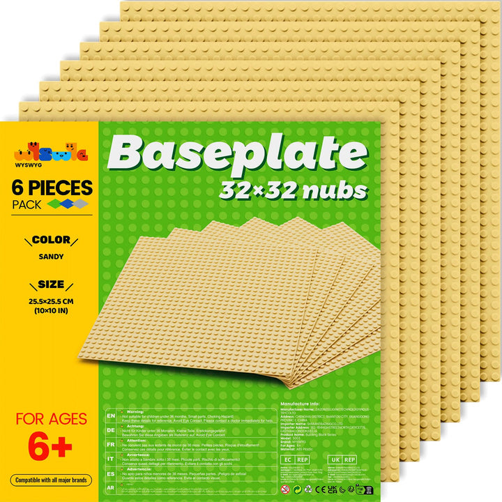 WYSWYG Platten-Set, 6 Bauplatte 25 * 25cm als Grundplatte, Kompatibel,Sandfarbe Beige, Beige