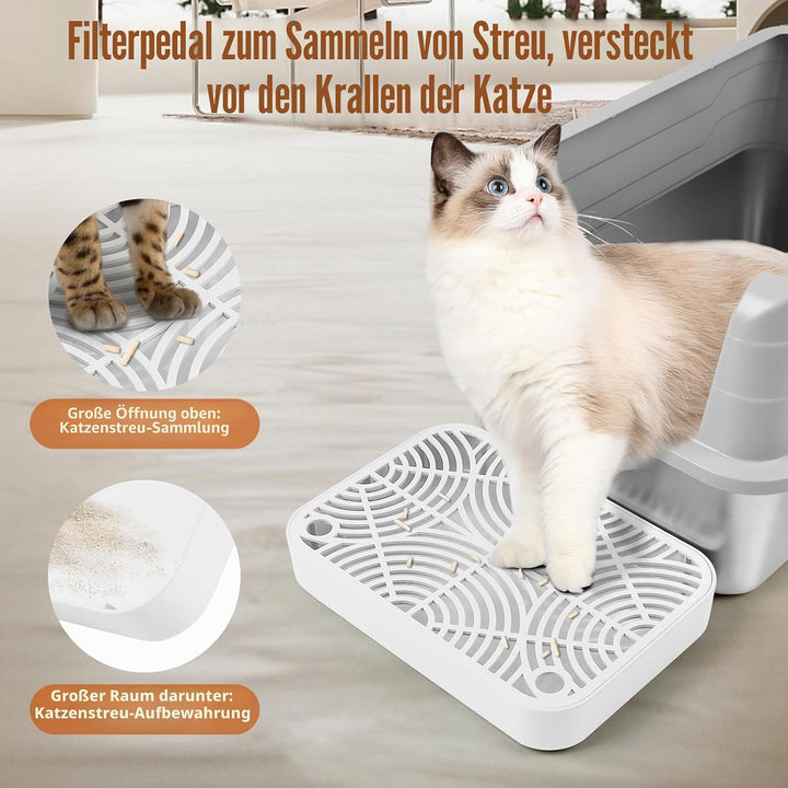 Kunststoff Katzentreppe, Katzentoilettenrampe mit Filterfunktion, Katzenstreu-Filterpedal für Kätzch
