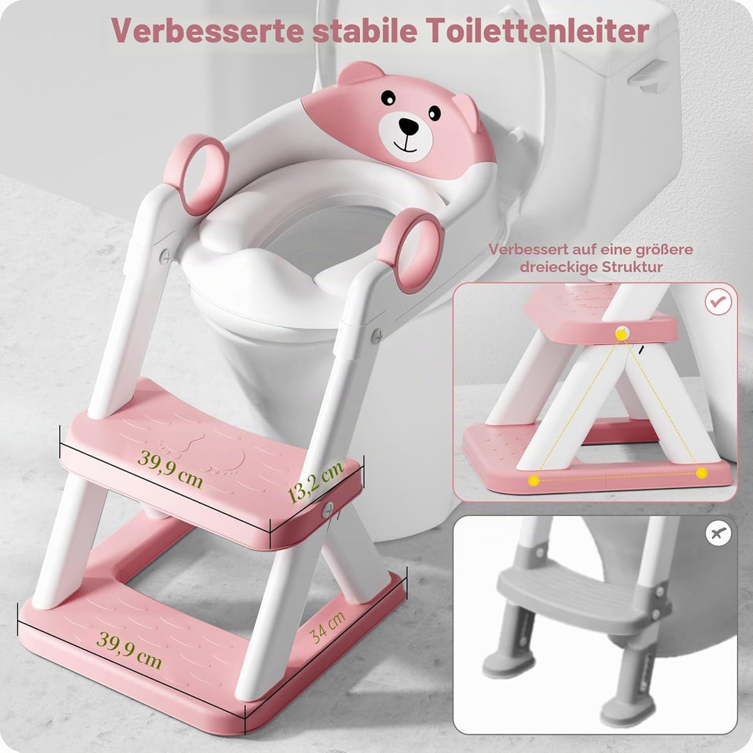 Toilettenleiter für Kinder, Upgraded Kindertoilette für Jungen und Mädchen, 2 in 1 Kind Toilettensit