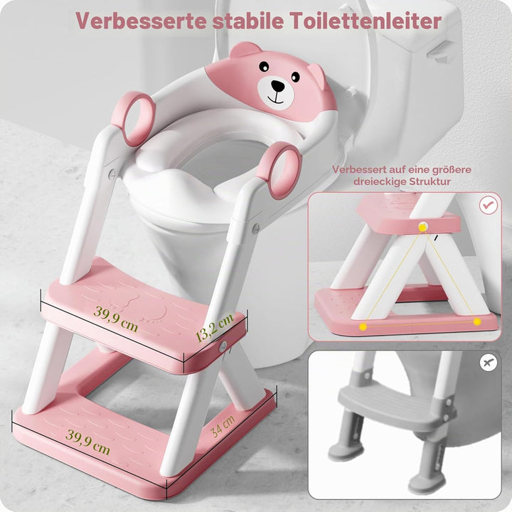 Toilettenleiter für Kinder, Upgraded Kindertoilette für Jungen und Mädchen, 2 in 1 Kind Toilettensit