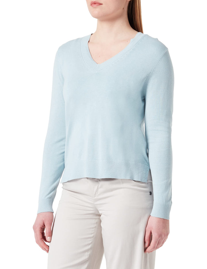 s.Oliver Damen V-Neck Pullover Langarm 34 Blau, 34 Blau