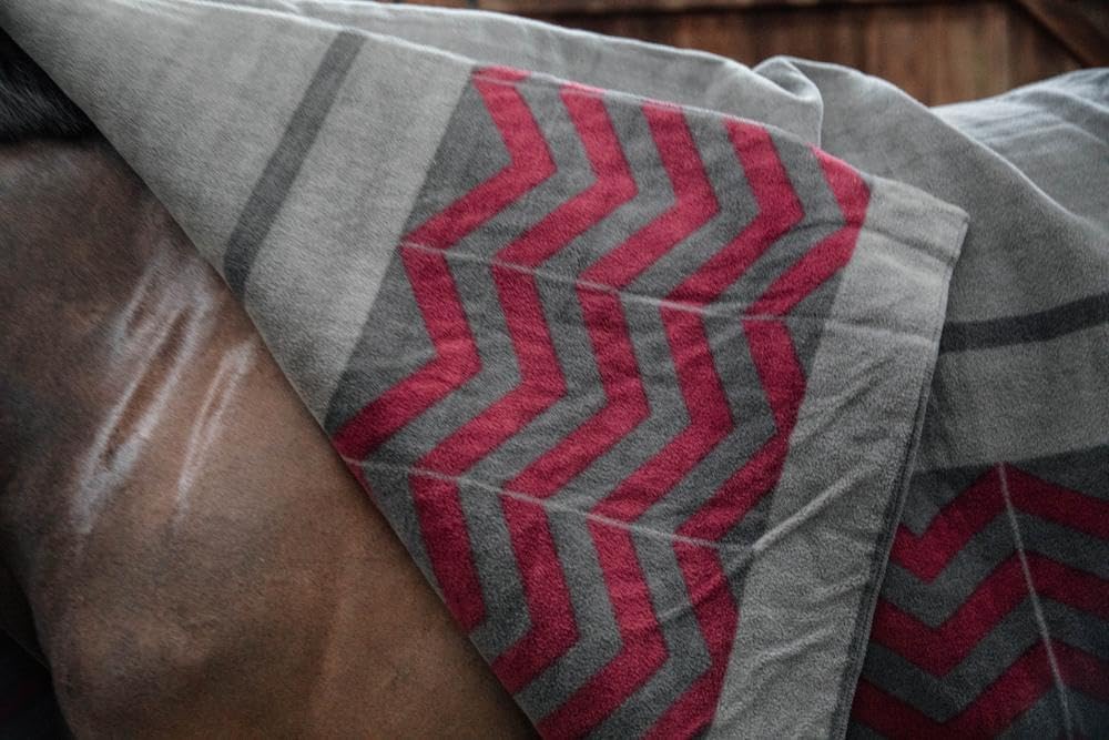 Kentucky Horsewear Fleecedecke Square Fishbone - Grau/Bordeaux
