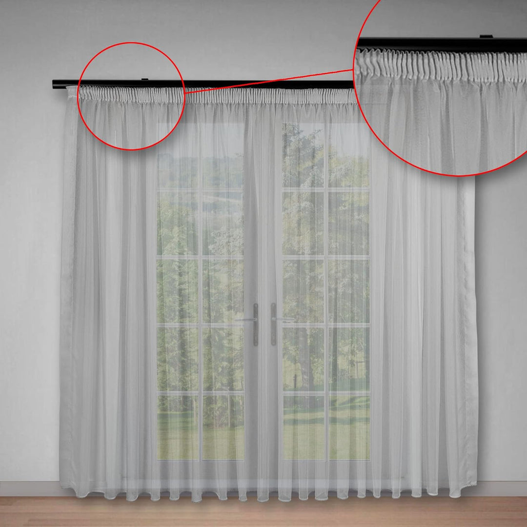 Weisse Voile, halbtransparente Vorhänge mit Kräuselband und Bleibandabschluss,Luftig, modern und lan