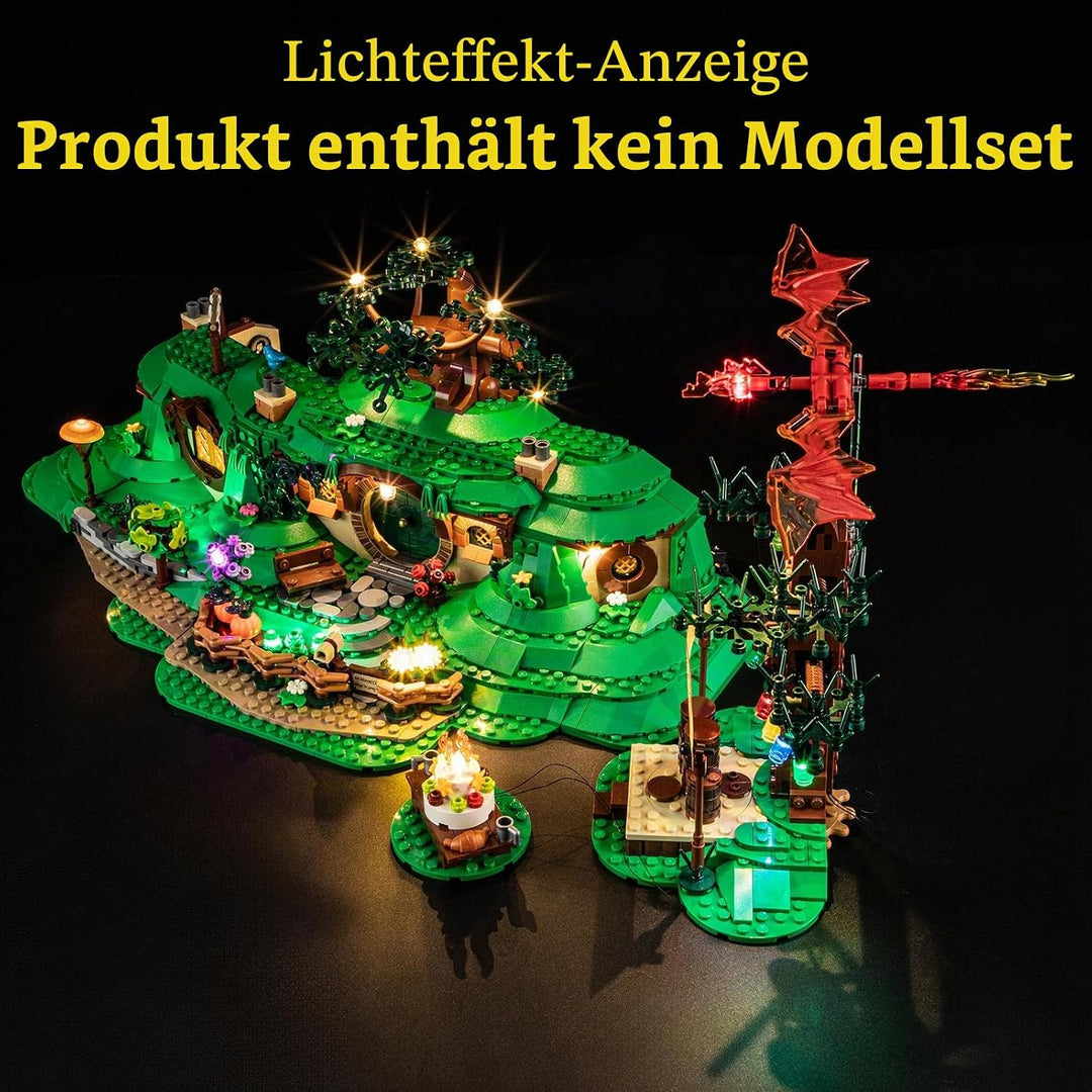 GEAMENT LED Licht-Set Kompatibel mit Lego Der Herr der Ringe: Das Auenland (The Shire) Icons 10354 B
