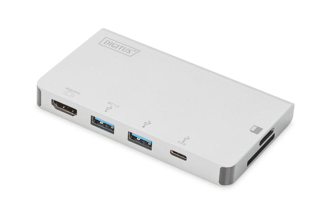 DIGITUS USB-C Travel Docking Station – 6 Ports – 1x HDMI (4K@30Hz) – 2x USB 3.0 / USB 2.0, 1x USB Ty