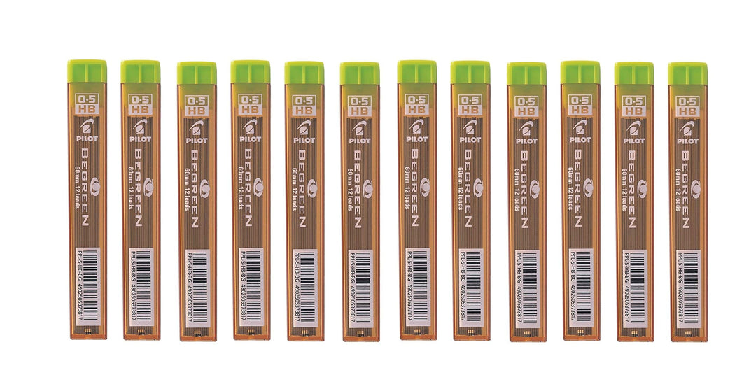 Pilot Begreen Druckbleiminen, 0,5 mm, Härtegrad HB, 12 Tuben, 144 Minen
