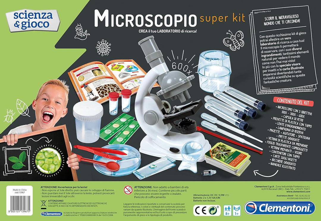 Clementoni 13967 - Wissenschaft und Spiel Mikroskop Super Kit