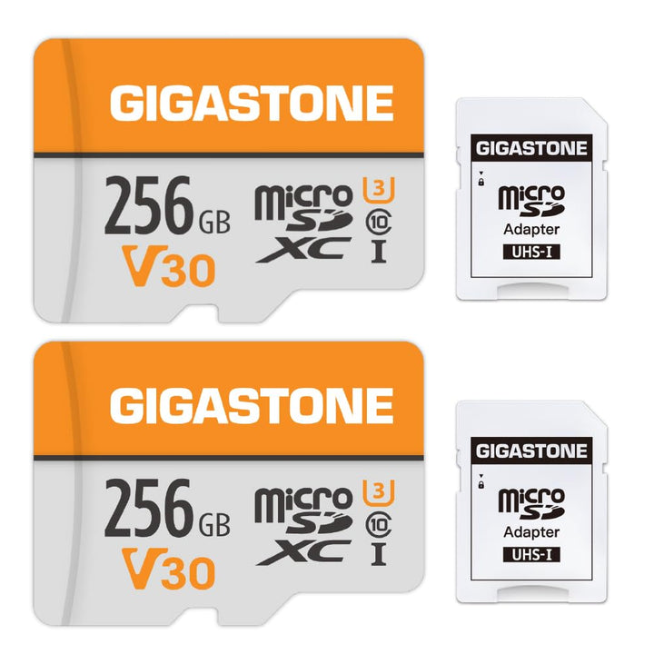 Gigastone 256GB MicroSDXC Speicherkarte 2er-Pack + SD Adapter, für Action-Kamera GoPro Drohne und Ta