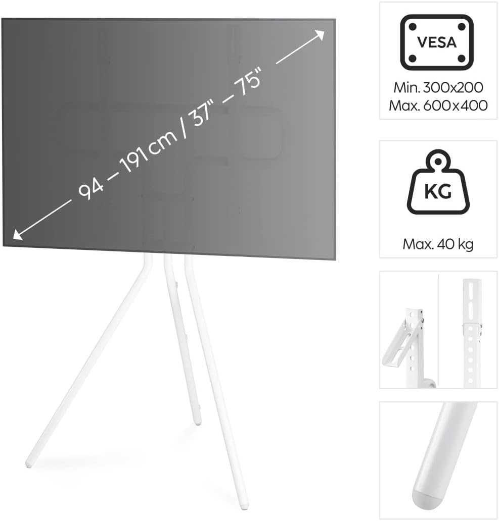 Hama TV Ständer im Staffelei Design (stabiler Fernsehständer für 37-75 Zoll, höhenverstellbarer TV S