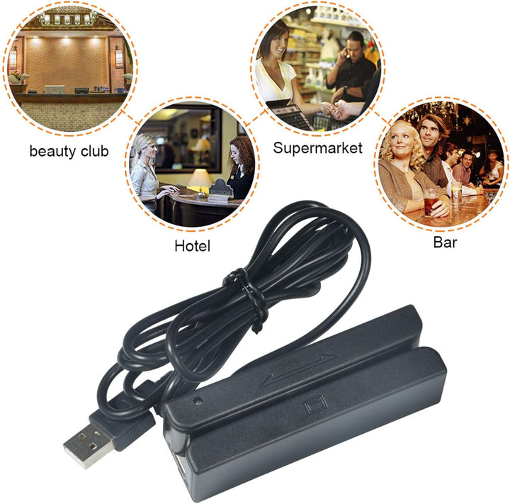 Cuifati Magnetischer USB-Kreditkartenleser, 3-Spur-Smartcard-Leser MSR580, für TXT, Word, Excel, POS
