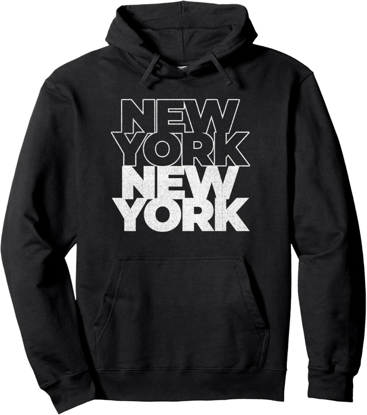 Trendy New York, New York Bold Text Stack Pullover Hoodie