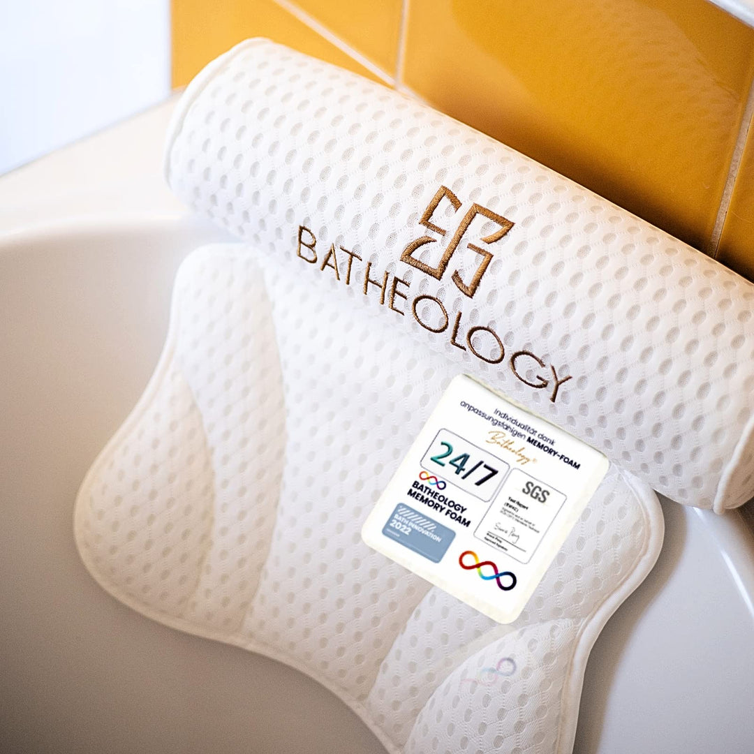 Badewannenkissen, Ergonomisch Badekissen für Badewanne mit [Visco-Memory-Foam]-Füllung, Kissen für E