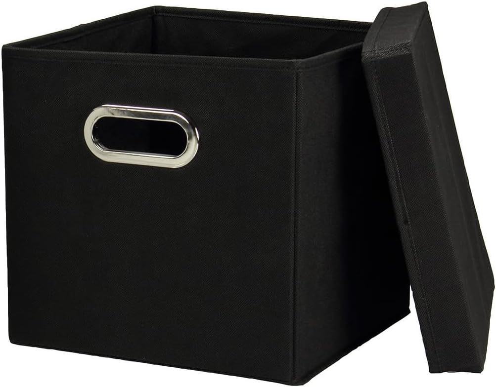 Household Essentials Würfel Set mit Deckel schwarz, 2er Pack Black, Black