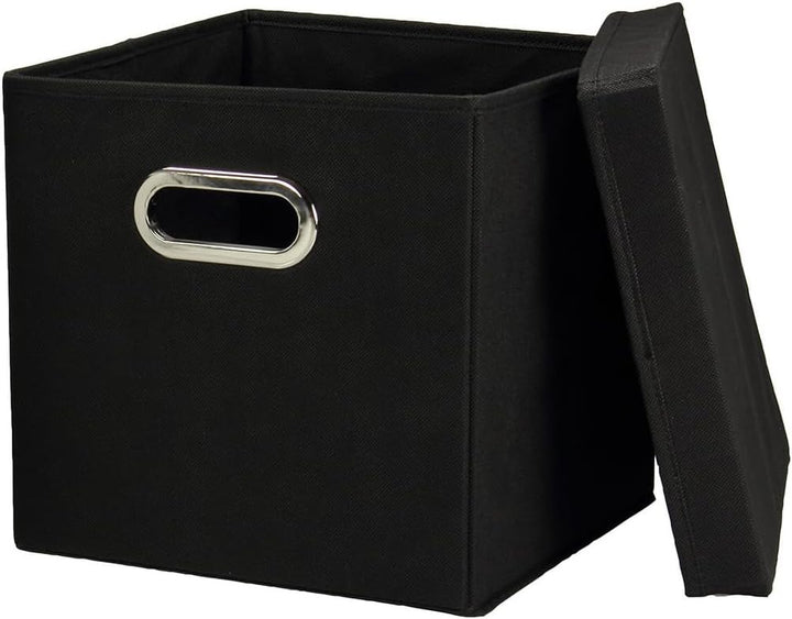 Household Essentials Würfel Set mit Deckel schwarz, 2er Pack Black, Black