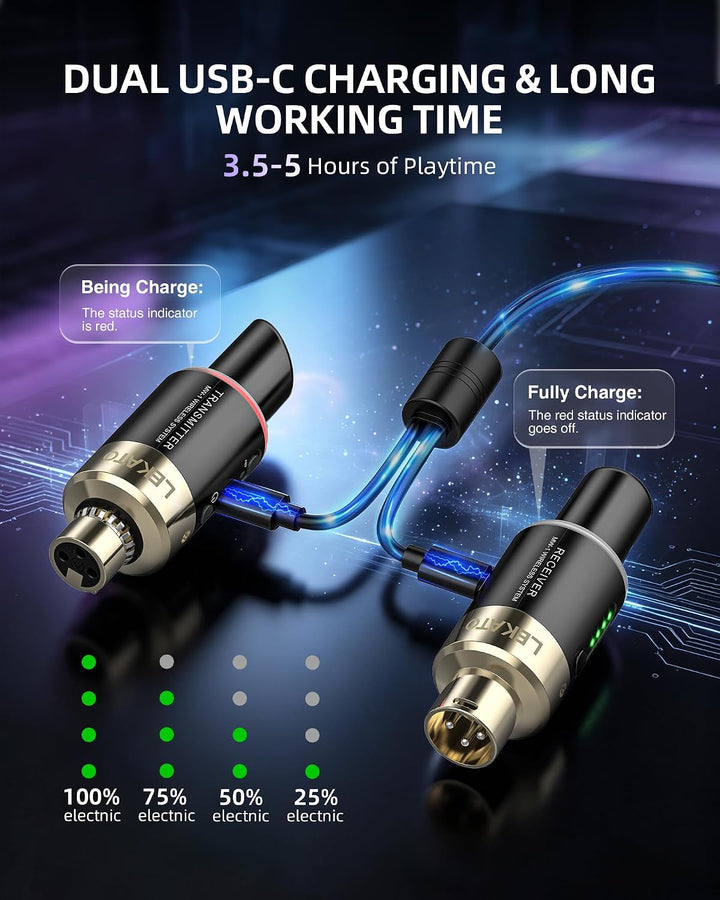 LEKATO 5,8 Ghz Wireless Mikrofon Sender Empfänger Plug-on XLR Mikrofon Wireless System für dynamisch