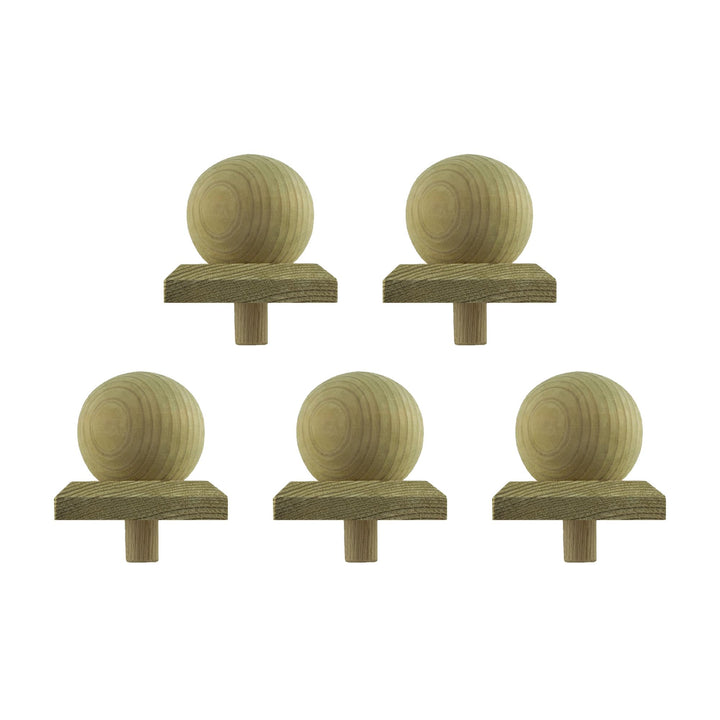 h2i Pfostenkappe Kugel | Holz imprägniert | 100 x 100 mm | 5 Stück | Eckige Abdeckkappe für Garten H