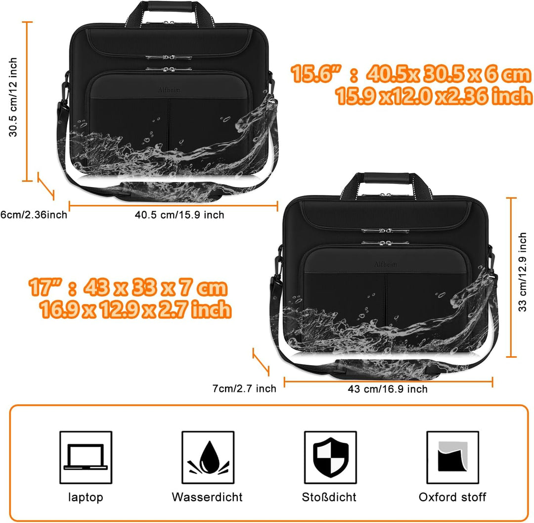 Alfheim Laptop Tasche, 15,6-16 Zoll/17 Zoll Wasserdichte Schützende Messenger Aktentasche Tasche mit