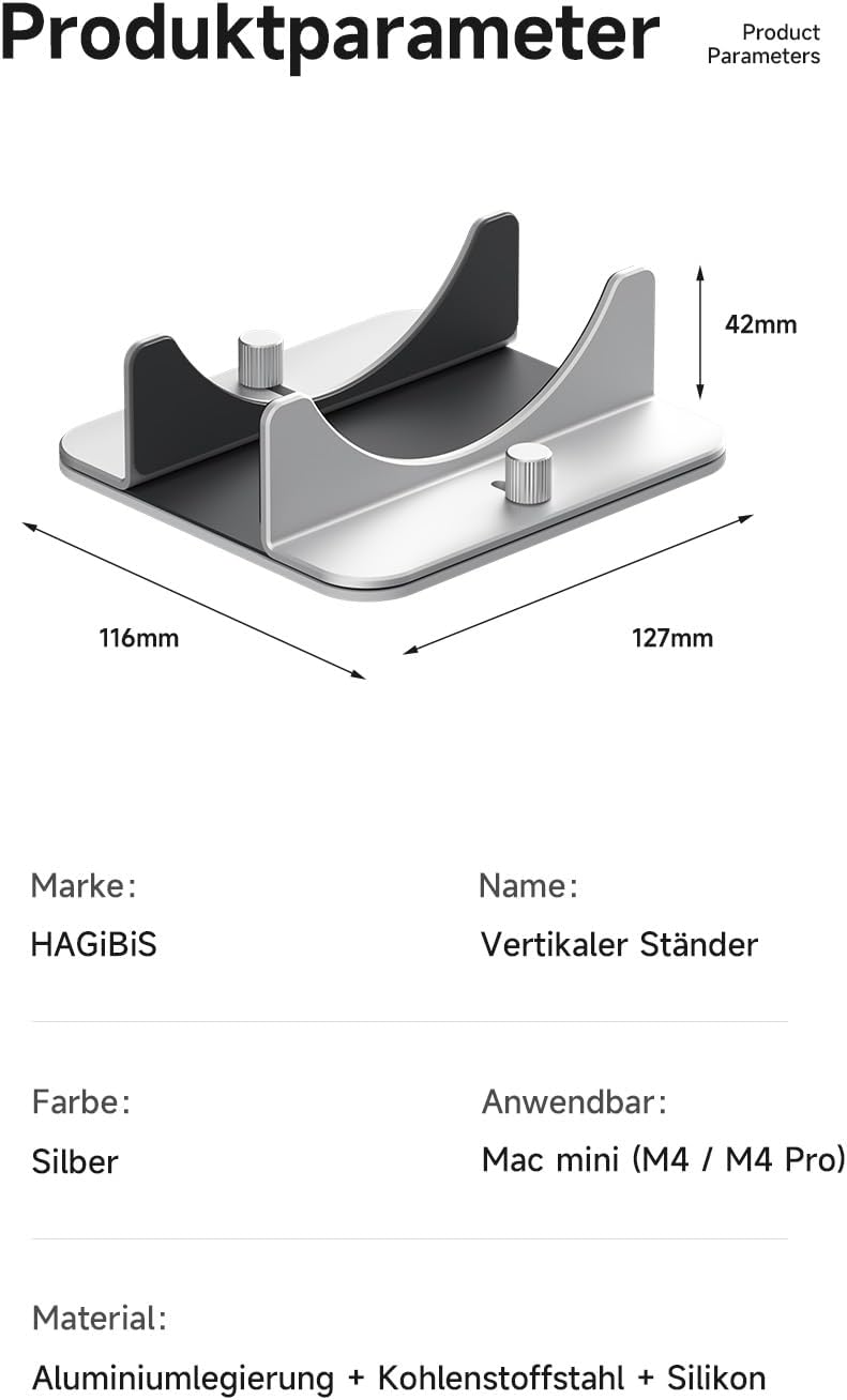 Hagibis Mac mini m4 Pro Stand | Aluminiumlegierung-Halterung Für Mac mini M4/M4 Pro 2024 – Kühlender