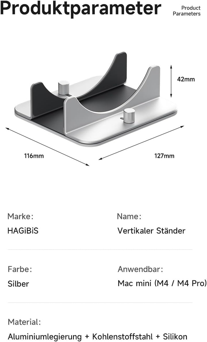Hagibis Mac mini m4 Pro Stand | Aluminiumlegierung-Halterung Für Mac mini M4/M4 Pro 2024 – Kühlender