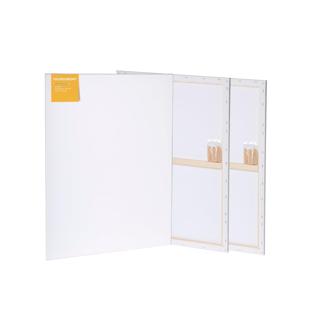 Keilrahmen 3er Set Leinwand 50x70 cm aus 100% Baumwolle 380 g/m² Leinwand Set Maltuch zum Malen 50x7