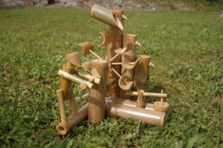 Bambus Wasserspiel Gartendeko Brunnen Wasserfall Kaskade für Garten Gartenteich Terrasse Balkon 32 c