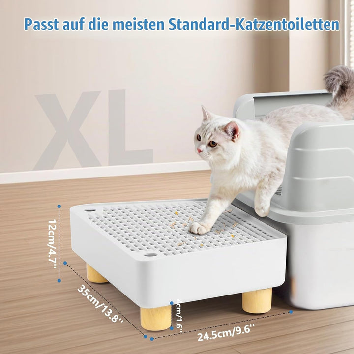 Katzentoilettenrampe, Katzen Treppen &amp; Stufen mit Holzfüsse Filterfunktion, leicht zu reinigender Ti